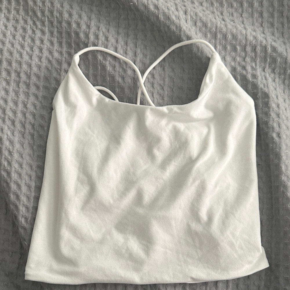 SHEIN Lace Up Open Back White Tank